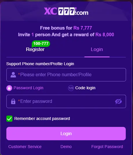 XC777 Game Login